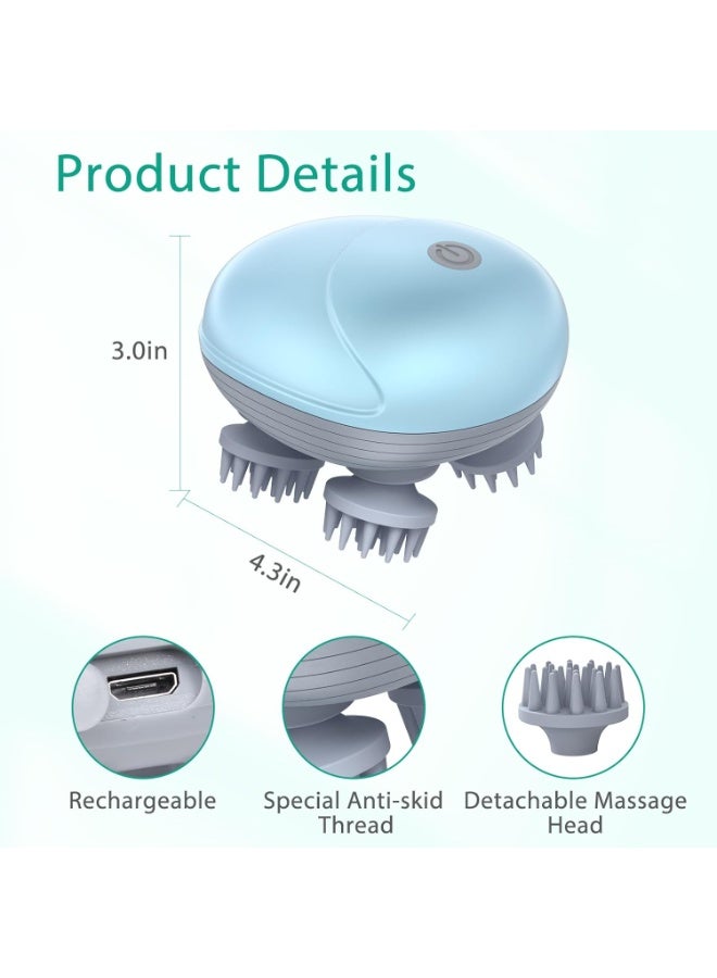Portable, waterproof electric head massager for hair growth, stress relief, and deep cleansing with 4 heads - Image 4