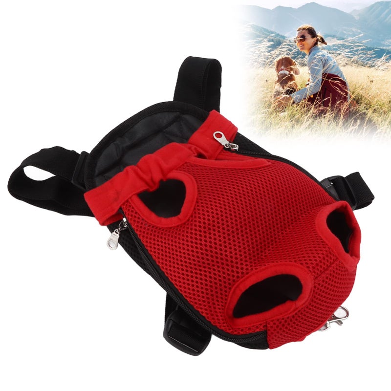 Red Large Pet Chest Backpack Breathable Carrier For Cats Dogs Travel Hiking - Image 3