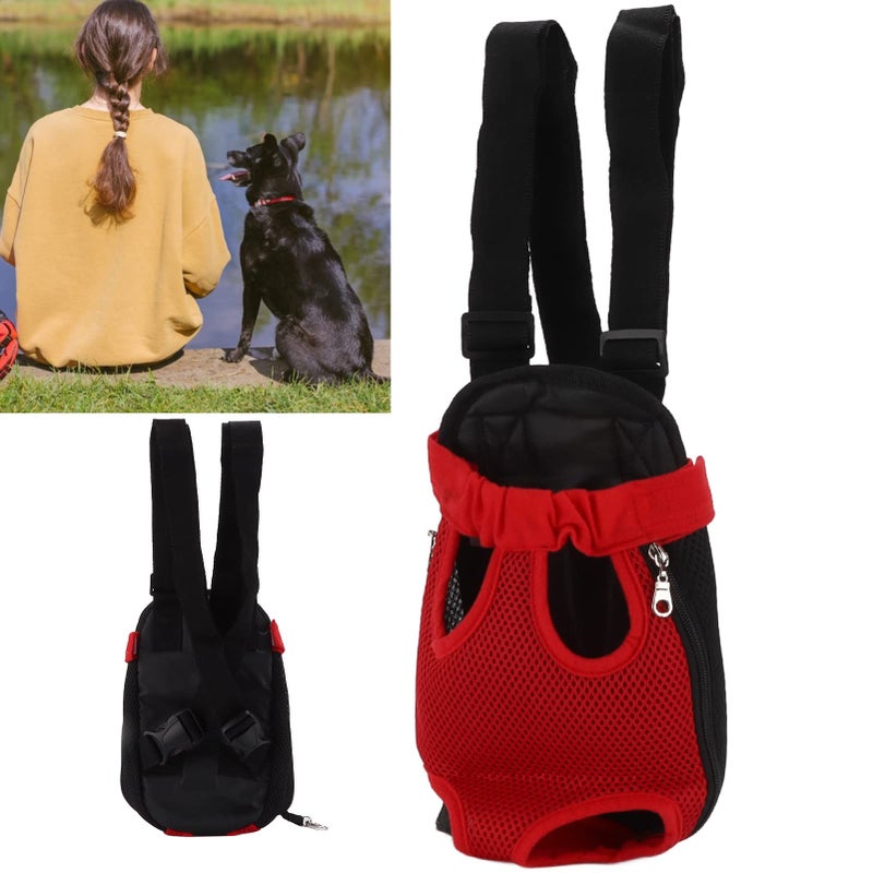 Red Large Pet Chest Backpack Breathable Carrier For Cats Dogs Travel Hiking - Image 4
