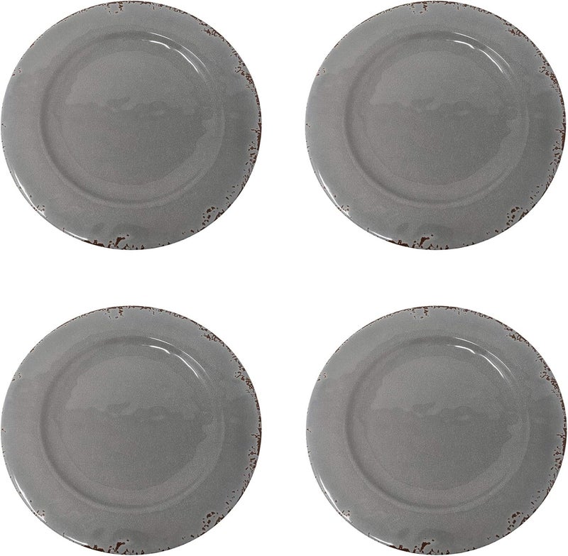 Giannas Home 12 Piece Rustic Farmhouse Melamine Dinnerware Set Service for 4 4 Piece Dinner Plates Gray - Image 1