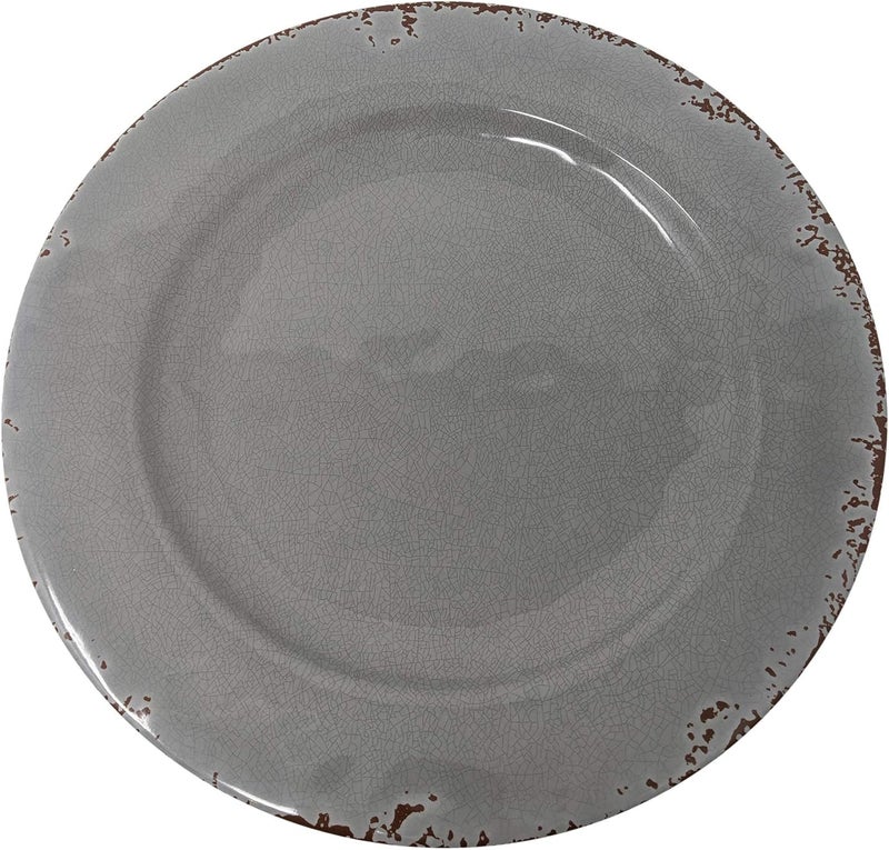 Giannas Home 12 Piece Rustic Farmhouse Melamine Dinnerware Set Service for 4 4 Piece Dinner Plates Gray - Image 2