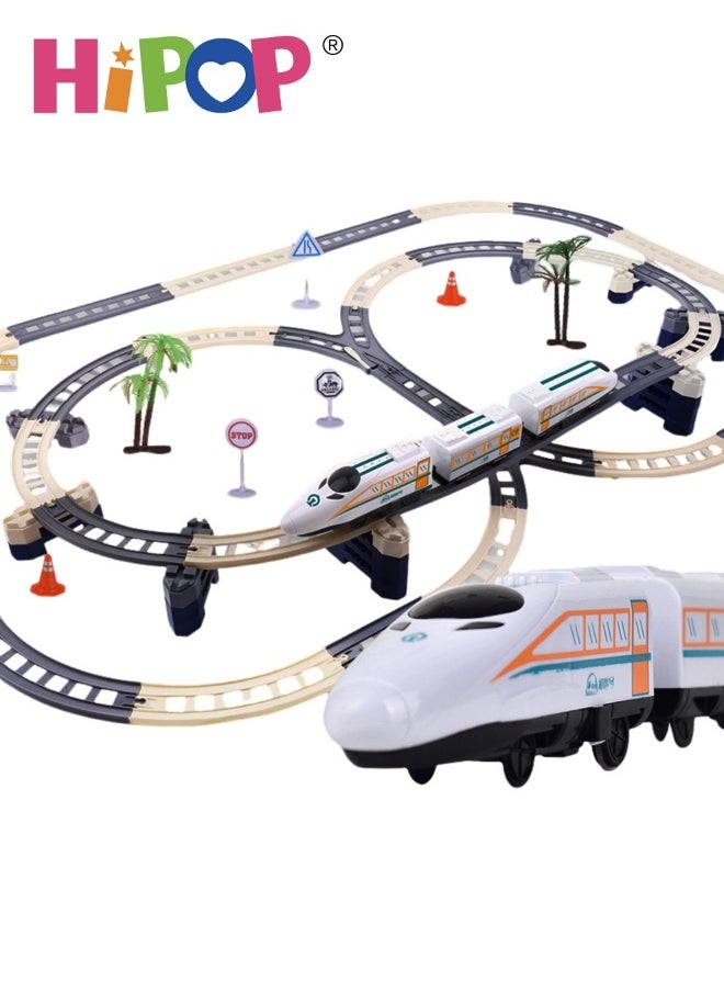 Generic - High Speed Train Set,Simulation Electric Train Toy Set,Double Layer Simulation Track,Locomotive,Carriage,Road Sign,Tree,Electric Assembly Toy - Image 1