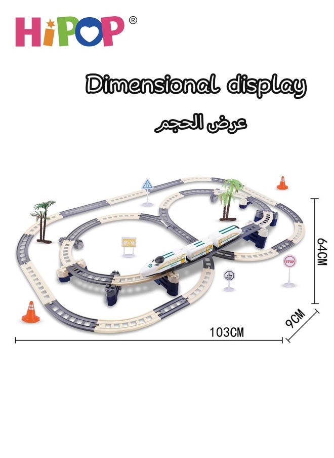 Generic - High Speed Train Set,Simulation Electric Train Toy Set,Double Layer Simulation Track,Locomotive,Carriage,Road Sign,Tree,Electric Assembly Toy - Image 1