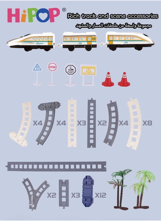 Generic - High Speed Train Set,Simulation Electric Train Toy Set,Double Layer Simulation Track,Locomotive,Carriage,Road Sign,Tree,Electric Assembly Toy - Image 1
