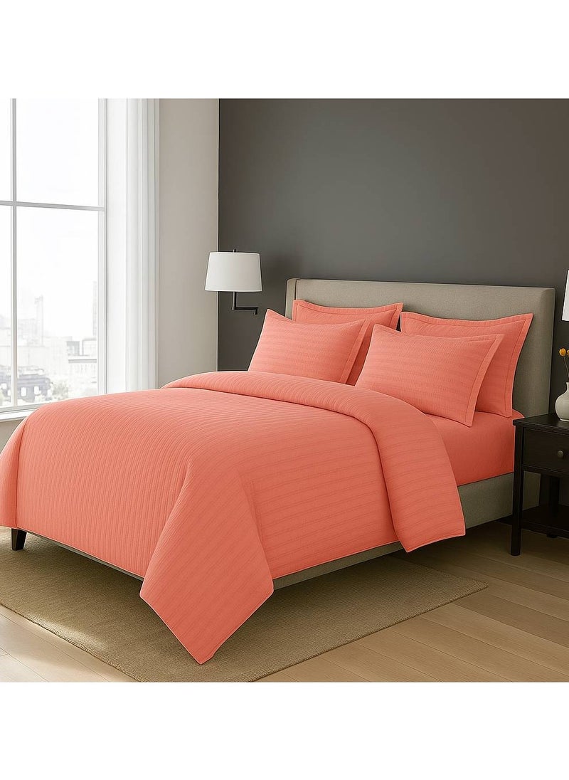 MAXQON 6-Piece Duvet Cover Set – Includes 1 Duvet Cover, 1 Fitted Sheet & 4 Pillowcases – King/Queen/Single Sizes, Color Peach  - Image 2