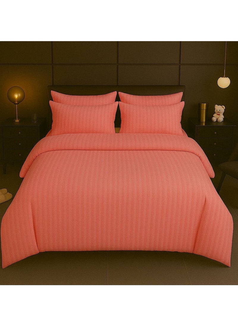 MAXQON 6-Piece Duvet Cover Set – Includes 1 Duvet Cover, 1 Fitted Sheet & 4 Pillowcases – King/Queen/Single Sizes, Color Peach  - Image 1