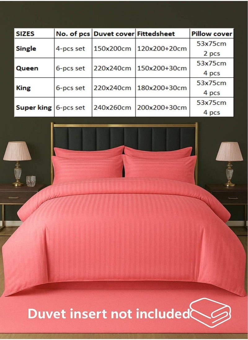 MAXQON 6-Piece Duvet Cover Set – Includes 1 Duvet Cover, 1 Fitted Sheet & 4 Pillowcases – King/Queen/Single Sizes, Color Peach  - Image 4