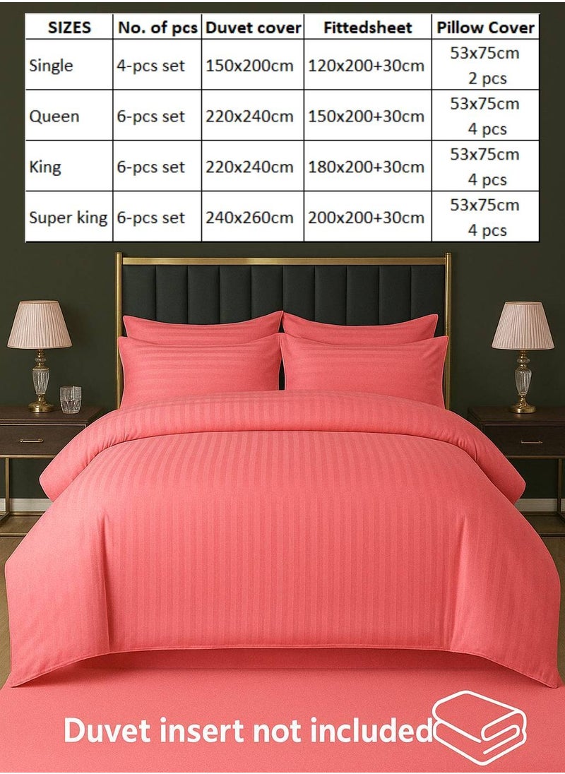 MAXQON 6-Piece Duvet Cover Set – Includes 1 Duvet Cover, 1 Fitted Sheet & 4 Pillowcases – King/Queen/Single Sizes, Color Peach  - Image 4