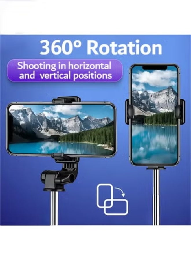 67 Inch Extendable Phone Tripod and Camera Stand, 3 In 1 with Bluetooth Remote and Clip, Selfie stick for smartphone, Monopod for phone, Black - Image 5