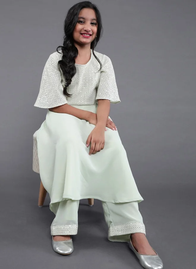 AKS  Georgette Kurta Set for Girls in Green for Women | Best Price UAE
