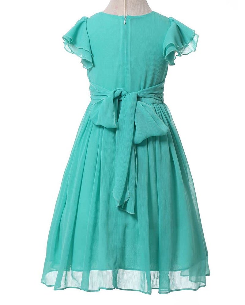Happy Rose Flower Girls Dresses Junior Bridesmaids Little Girls Elegant Ruffle Chiffon Tea Length Turquoise 10 - Image 2