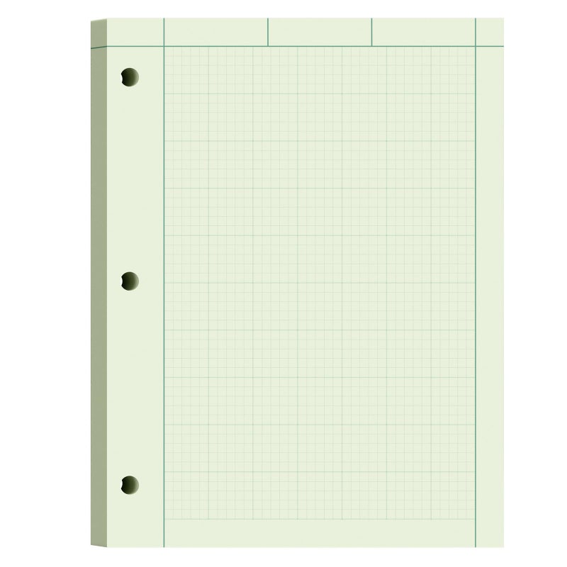 Aidunmis Engineering Paper 8.5 x 11, 100 Sheets Top Glue Binding Engineering Notebook, 5x5 Quad Ruled Graph Paper, 3-Hole Punched Engineering Computation Pad 8.5 x 11, Green Tint Engineering Paper Notebook - Image 1