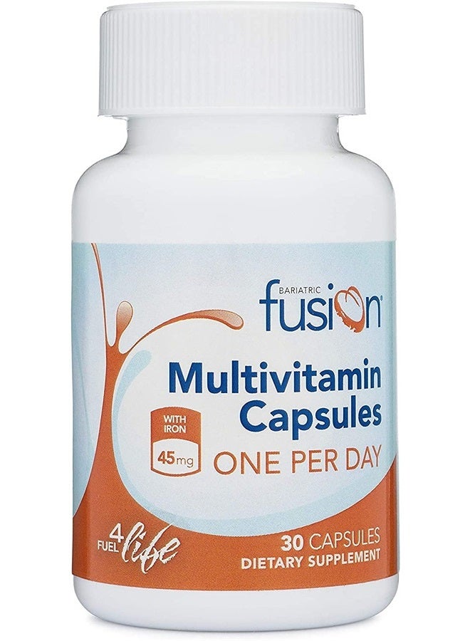 Bariatric Fusion فيتامينات متعددة للمرضى الذين خضعوا لجراحة السمنة مع الحديد | كبسولة سهلة البلع | فيتامين للمرضى الذين خضعوا لجراحة السمنة | تحويل مسار المعدة واستئصال المعدة بالمنظار | 30 حبة | إمداد لشهر واحد - Image 1