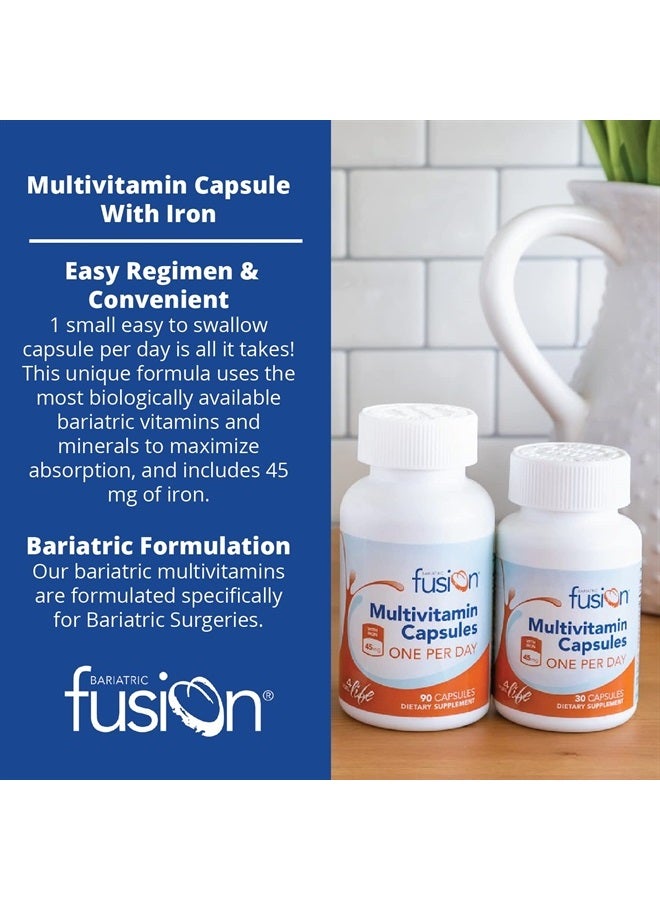 Bariatric Fusion فيتامينات متعددة للمرضى الذين خضعوا لجراحة السمنة مع الحديد | كبسولة سهلة البلع | فيتامين للمرضى الذين خضعوا لجراحة السمنة | تحويل مسار المعدة واستئصال المعدة بالمنظار | 30 حبة | إمداد لشهر واحد - Image 3