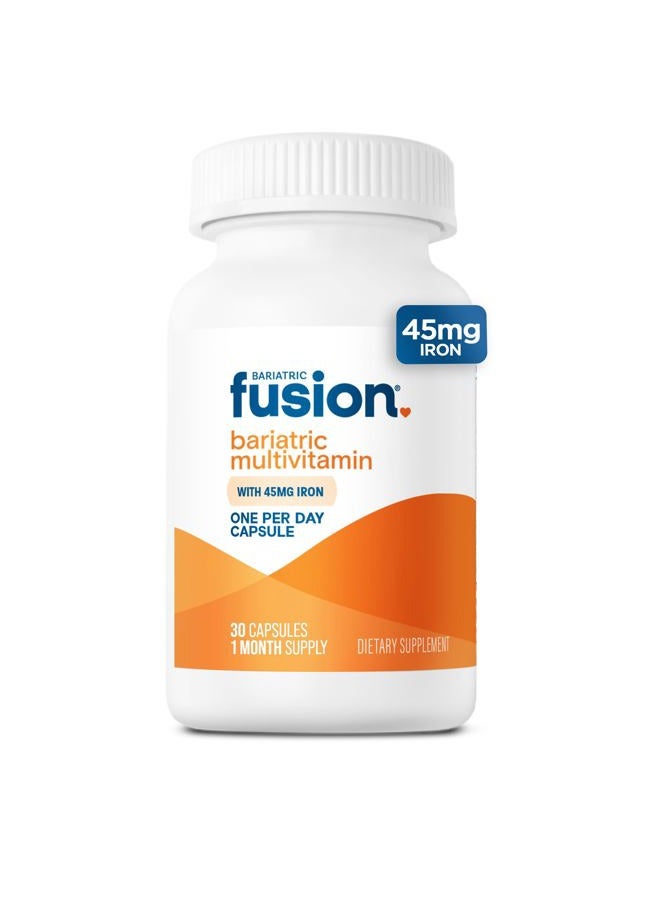 Bariatric Fusion فيتامينات متعددة للمرضى الذين خضعوا لجراحة السمنة مع الحديد | كبسولة سهلة البلع | فيتامين للمرضى الذين خضعوا لجراحة السمنة | تحويل مسار المعدة واستئصال المعدة بالمنظار | 30 حبة | إمداد لشهر واحد - Image 1