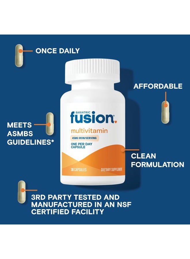 Bariatric Fusion فيتامينات متعددة للمرضى الذين خضعوا لجراحة السمنة مع الحديد | كبسولة سهلة البلع | فيتامين للمرضى الذين خضعوا لجراحة السمنة | تحويل مسار المعدة واستئصال المعدة بالمنظار | 30 حبة | إمداد لشهر واحد - Image 3
