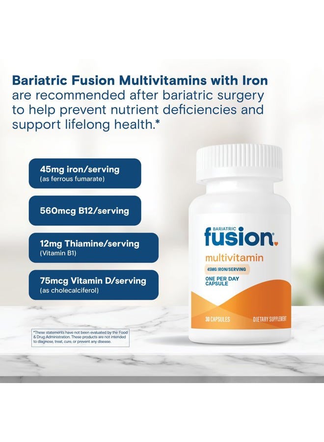 Bariatric Fusion فيتامينات متعددة للمرضى الذين خضعوا لجراحة السمنة مع الحديد | كبسولة سهلة البلع | فيتامين للمرضى الذين خضعوا لجراحة السمنة | تحويل مسار المعدة واستئصال المعدة بالمنظار | 30 حبة | إمداد لشهر واحد - Image 5