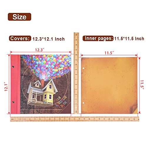 JIMBON Big Adventure Book 12x12 Inch Scrapbook Photo Album, 60 Pages, 3D Retro Embossed Letter Hardcover Movie Up Travel Journal Memory Book For Couples, Best Friend Gift - Image 2