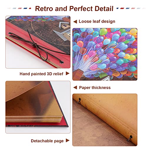 JIMBON Big Adventure Book 12x12 Inch Scrapbook Photo Album, 60 Pages, 3D Retro Embossed Letter Hardcover Movie Up Travel Journal Memory Book For Couples, Best Friend Gift - Image 5