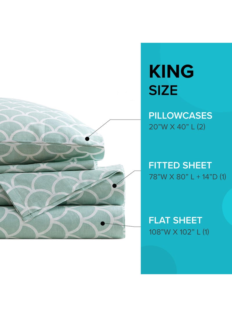 Comfort Spaces Comfort Spaces 100% Cotton Sheet Set Breathable  Lightweight  Soft with 14"" Elastic Pocket Fits up to 16"" Mattress  All Season Cozy Bedding  Matching Pillow Case  King Scales 4 Piece  - Image 5