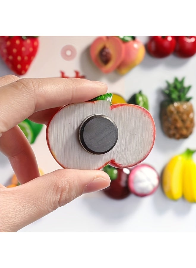 يلا بيك 10 قطع مجموعة مغناطيس ثلاجة فواكه، ملصقات مغناطيسية راتنجية ثلاثية الأبعاد، ديكور فواكه مبتكر ولطيف للمطبخ والمكتب، ملصقات لوحة بيضاء مغناطيسية لا تترك خدوشاً، هدية رائعة لأصحاب المنازل - Image 3