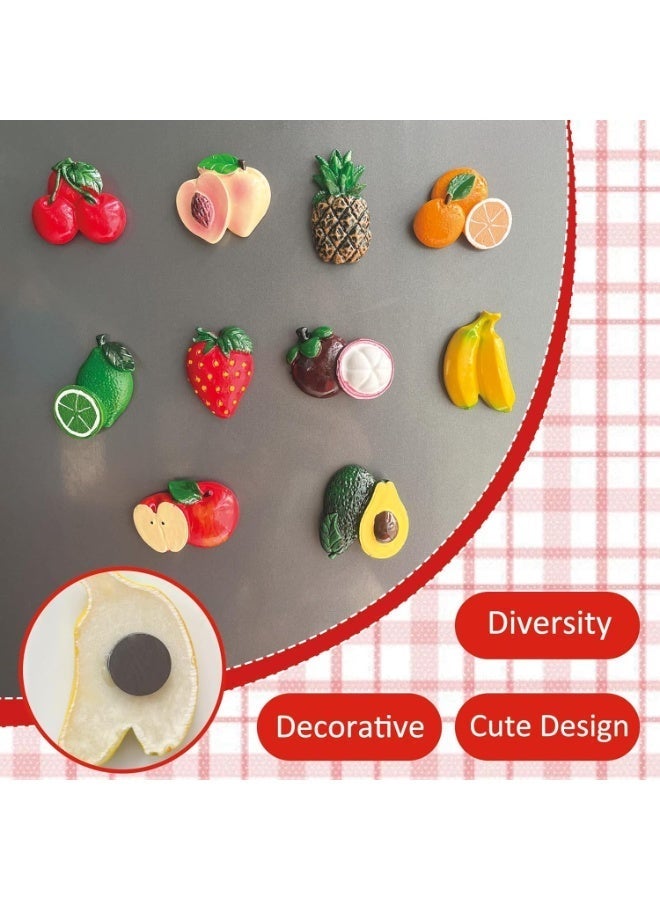 Yalla Pick 10 Pieces Fruit Fridge Magnets Set, 3D Resin Magnetic Refrigerator Stickers, No-Scratch Magnetic Whiteboard Stickers, Cute Creative Fruit Decor for Kitchen Office - Image 4