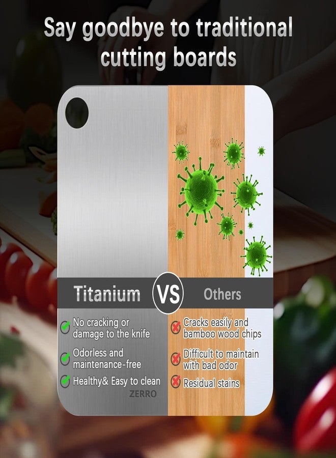 ZERRO Titanium Cutting Board, 100% Pure Titanium Cutting Boards for Kitchen Double Sided Food Grade Hygiene & Durability Titanium Chopping Cutting Board for Meat Veggies Fruits,11.4"x7.87" - Image 4