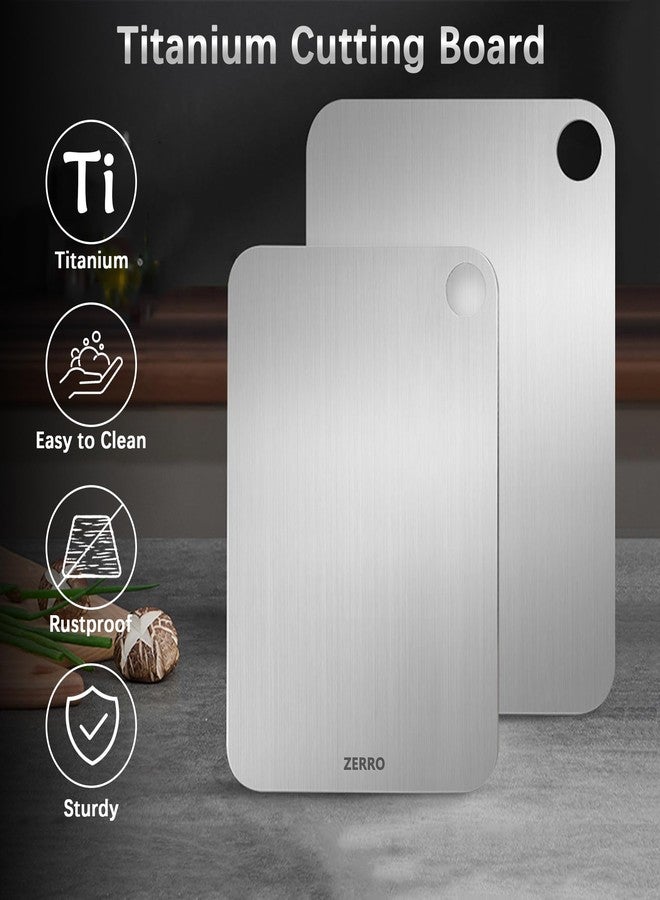 ZERRO Titanium Cutting Board, 100% Pure Titanium Cutting Boards for Kitchen Double Sided Food Grade Hygiene & Durability Titanium Chopping Cutting Board for Meat Veggies Fruits,11.4"x7.87" - Image 2