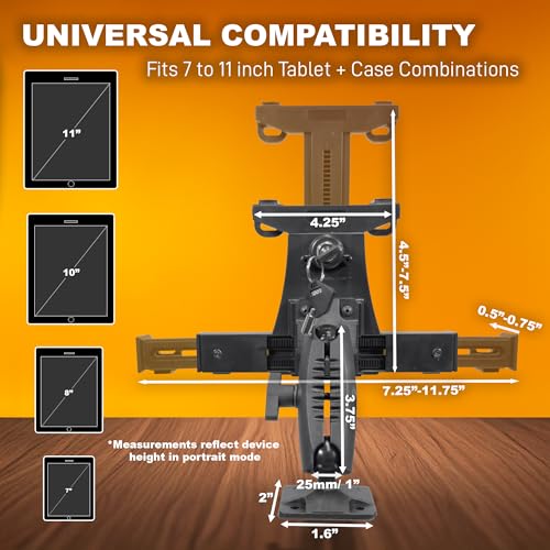 iBOLT TabDock Dock'n Lock Bizmount- Heavy Duty Industrial Composite Locking Drill Base Mount for All 7" - 10" Tablets- for Trucks/Vehicles/Wall Mount: Great for ELD, Fleets, and Restaurants - Image 3