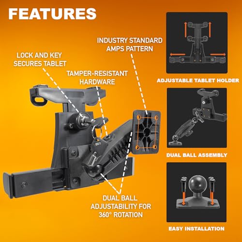 iBOLT TabDock Dock'n Lock Bizmount- Heavy Duty Industrial Composite Locking Drill Base Mount for All 7" - 10" Tablets- for Trucks/Vehicles/Wall Mount: Great for ELD, Fleets, and Restaurants - Image 2