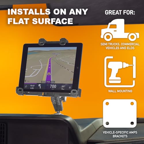 iBOLT TabDock Dock'n Lock Bizmount- Heavy Duty Industrial Composite Locking Drill Base Mount for All 7" - 10" Tablets- for Trucks/Vehicles/Wall Mount: Great for ELD, Fleets, and Restaurants - Image 4