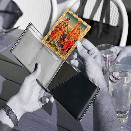 Hawai Gold Plated Maa Annapurna Devi with Lord Shiva Acrylic Sticker, Size 3.5 x 2.5 Inch | Self Adhesive Pocket Size Religious Sticker for Pooja, Car, Wallet & Home | SFDI743PKT - Image 4