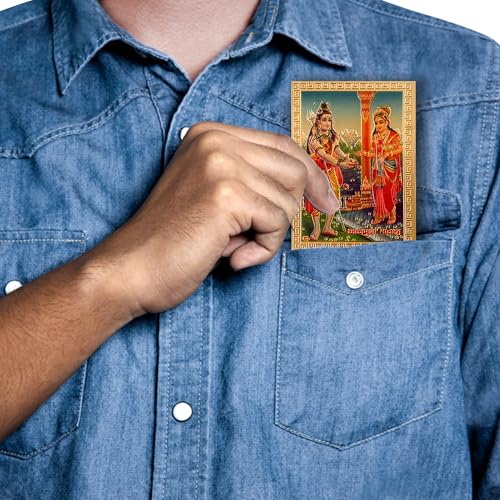 Hawai Gold Plated Maa Annapurna Devi with Lord Shiva Acrylic Sticker, Size 3.5 x 2.5 Inch | Self Adhesive Pocket Size Religious Sticker for Pooja, Car, Wallet & Home | SFDI743PKT - Image 5