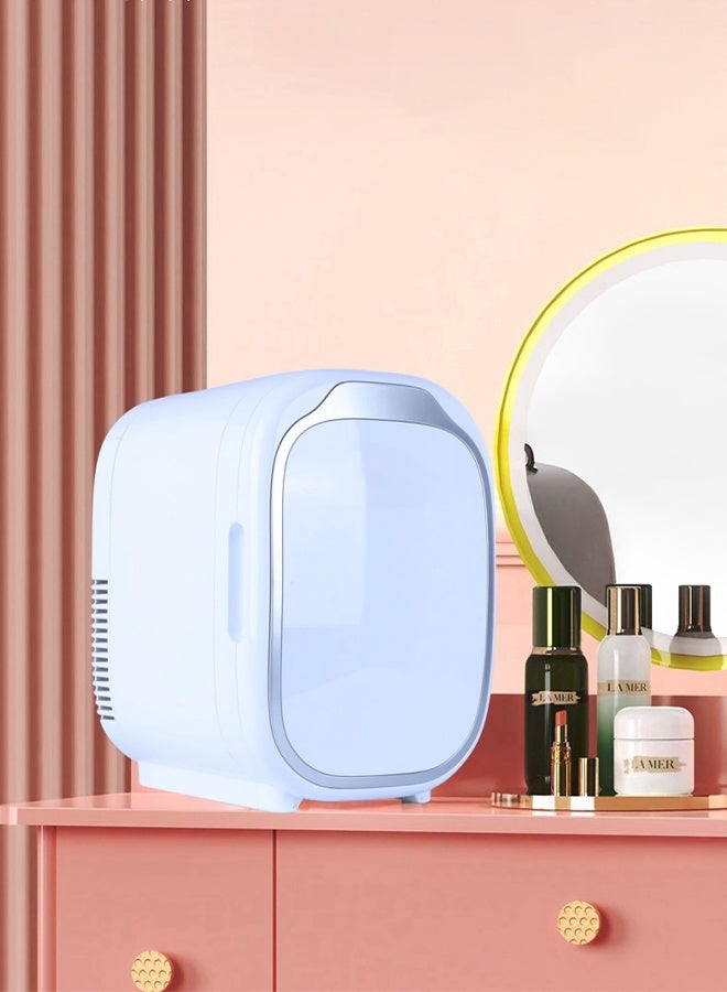 كوزينيست ثلاجة صغيرة بسعة 8 لتر مع باب مرآة بإضاءة LED، 3 مستويات سطوع، مبرد وسخان حراري محمول للعناية بالبشرة، مستحضرات التجميل، الطعام، المشروبات - مناسبة لغرفة النوم، المكتب، السكن، السيارة (أبيض) - Image 2