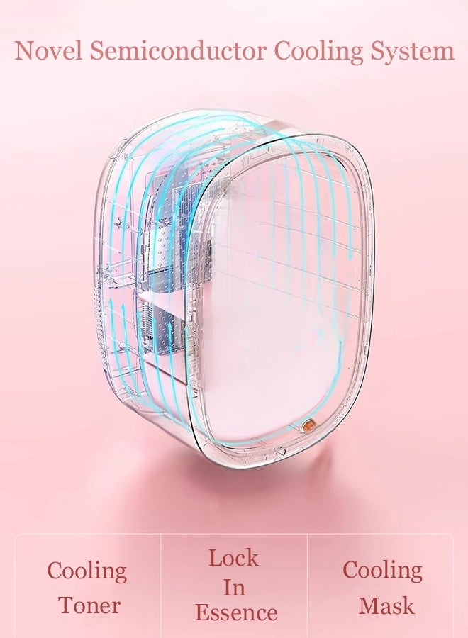 كوزينيست ثلاجة صغيرة بسعة 8 لتر مع باب مرآة بإضاءة LED، 3 مستويات سطوع، مبرد وسخان حراري محمول للعناية بالبشرة، مستحضرات التجميل، الطعام، المشروبات - مناسبة لغرفة النوم، المكتب، السكن، السيارة (أبيض) - Image 4