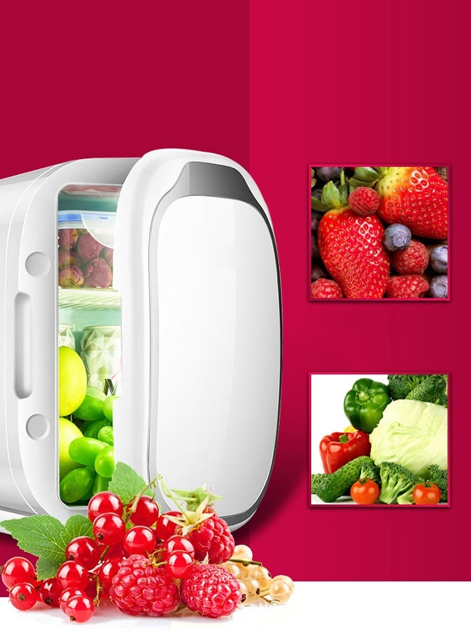 كوزينيست ثلاجة صغيرة بسعة 8 لتر مع باب مرآة بإضاءة LED، 3 مستويات سطوع، مبرد وسخان حراري محمول للعناية بالبشرة، مستحضرات التجميل، الطعام، المشروبات - مناسبة لغرفة النوم، المكتب، السكن، السيارة (أبيض) - Image 5