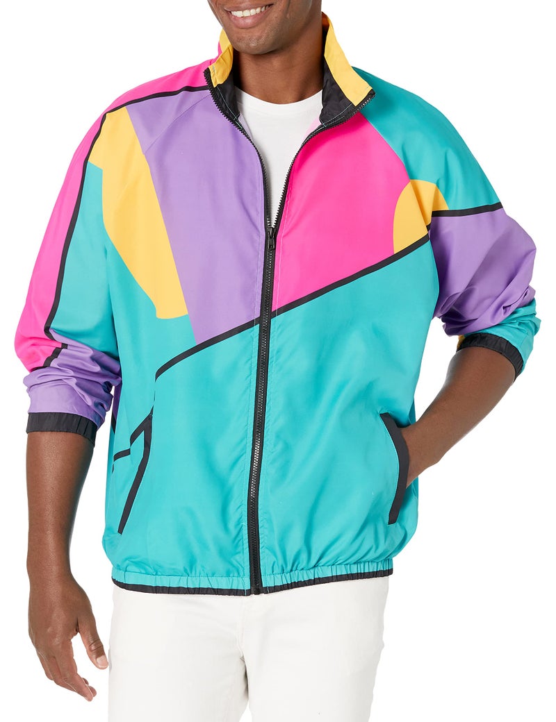 Funny Guy Mugs Gnarly 80s & 90s Retro Neon Windbreaker, Medium - Image 1