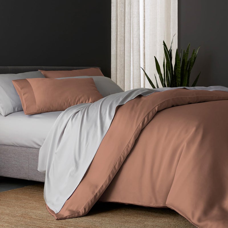 DOZ by SIJO DOZ Duvet Cover Set, 100% Viscose derived from Bamboo, Organically Grown, Buttery Soft, Cooling Duvet Covers, High GSM, 1 Duvet Cover and 1 Pillowcase, 70"x90" (Clay, Twin/Twin XL)  - Image 1