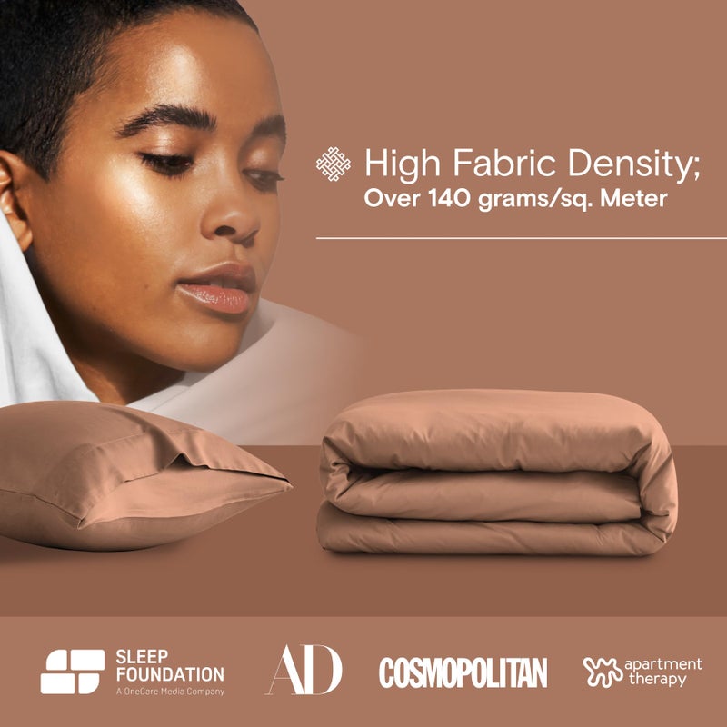 DOZ by SIJO DOZ Duvet Cover Set, 100% Viscose derived from Bamboo, Organically Grown, Buttery Soft, Cooling Duvet Covers, High GSM, 1 Duvet Cover and 1 Pillowcase, 70"x90" (Clay, Twin/Twin XL)  - Image 5