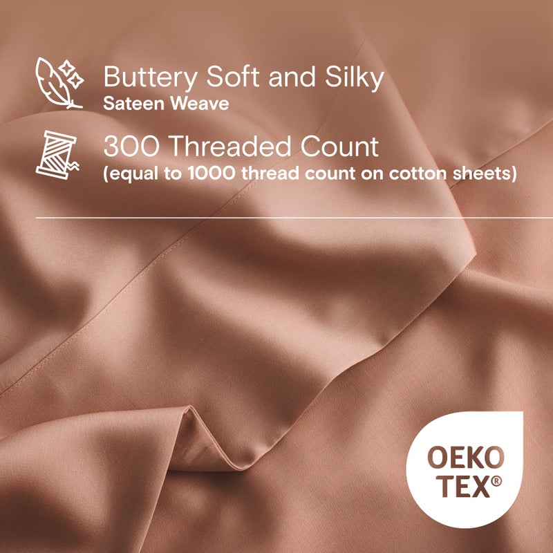 DOZ by SIJO DOZ Duvet Cover Set, 100% Viscose derived from Bamboo, Organically Grown, Buttery Soft, Cooling Duvet Covers, High GSM, 1 Duvet Cover and 1 Pillowcase, 70"x90" (Clay, Twin/Twin XL)  - Image 3