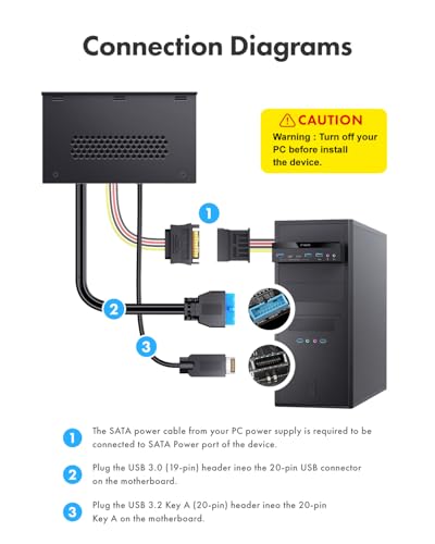 Ineo 5.25" Front Panel USB 3.2 Gen 2 Hub - 2X 10G USB-C, 2X 10G USB-A, 1x USB 3.0 Type-A, Audio & Mic Jack [3570II] - Image 2