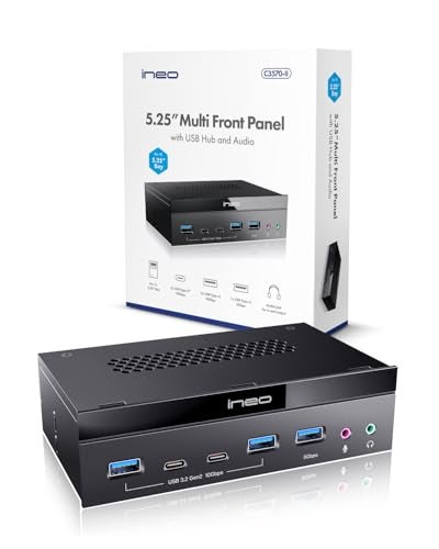 Ineo 5.25" Front Panel USB 3.2 Gen 2 Hub - 2X 10G USB-C, 2X 10G USB-A, 1x USB 3.0 Type-A, Audio & Mic Jack [3570II] - Image 5
