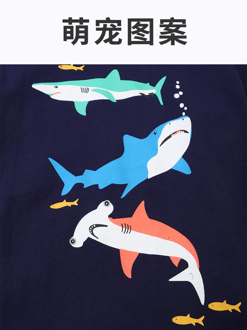 Ocean Shark Boys Round Neck Short Sleeve T-Shirt – Summer Cotton Top for Kids - Image 4