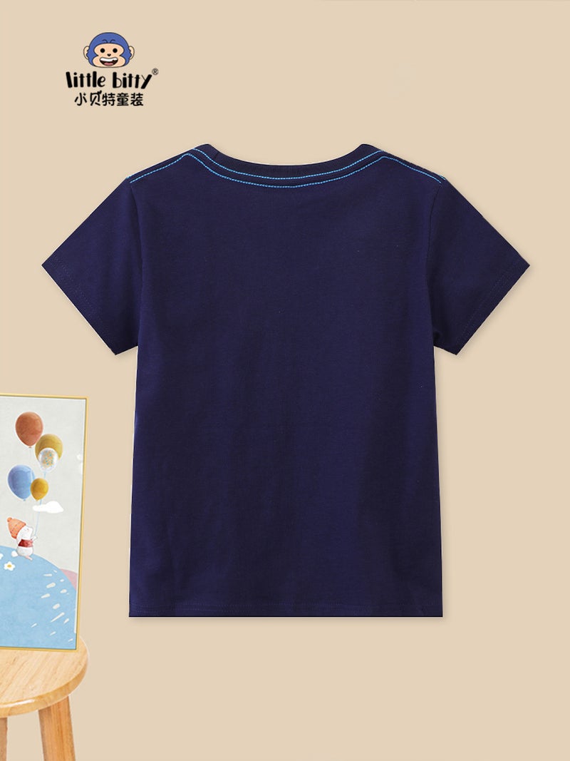 Ocean Shark Boys Round Neck Short Sleeve T-Shirt – Summer Cotton Top for Kids - Image 3