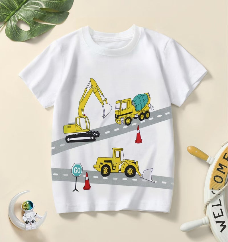 Ocean Shark Boys Round Neck Short Sleeve T-Shirt – Summer Cotton Top for Kids - Image 1
