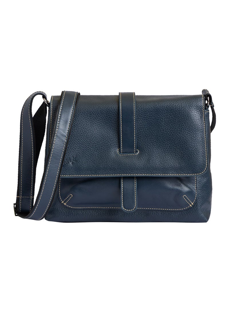 Genuine Leather Flap Crossbody Bag