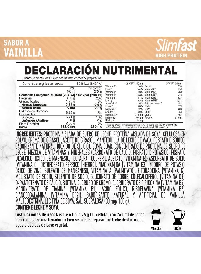 SlimFast Advanced Nutrition Vanilla Cream Smoothie Mix Weight Loss Meal Replacement - Image 3