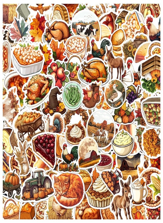 RABOWA Farmhouse Autumn Stickers for Scrapbook Junk Journal DIY Planner 108Pcs Cozy Fall Harvest Sticker Pack with Rustic Farm Animals Food and Nature Vinyl Decals Adults Teens - Image 1