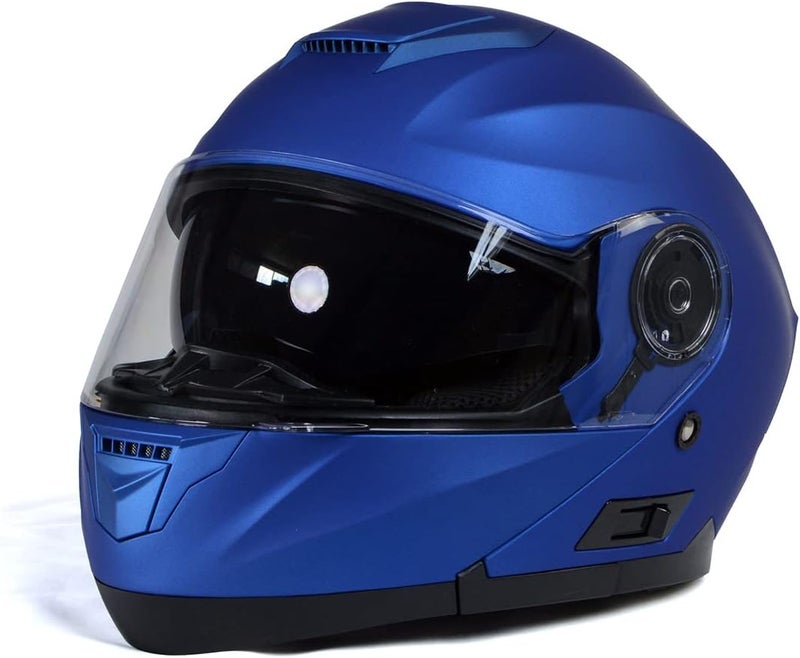 Milwaukee Helmets خوذة ميلووكي MPH9818DOT 'بreeze' زرقاء متقدمة للدراجات النارية مع واقي وجه قابل للسحب - صغير جداً - Image 2