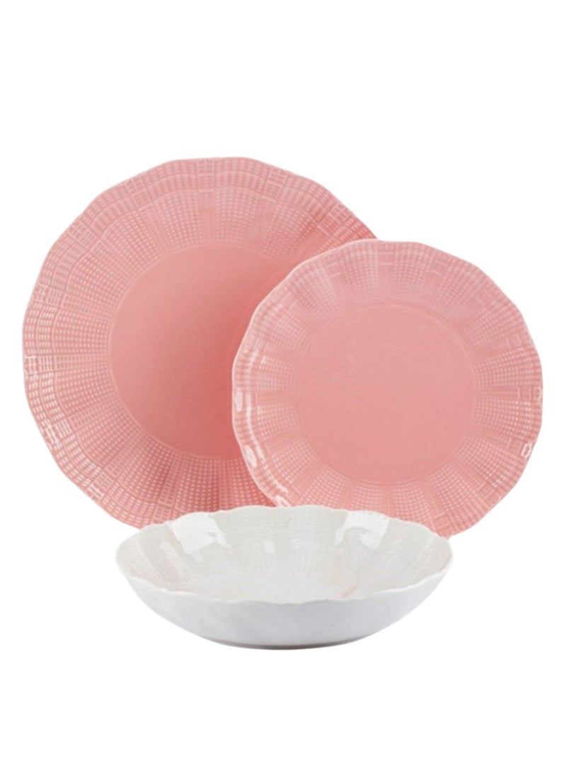 Lotus 18-piece porcelain dinner set, microwave and dishwasher safe 